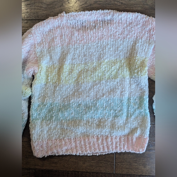 Forindi Women's 100% Acrylic Soft Pastel Rainbow Thick Striped Sweater Sz Small - Picture 11 of 14